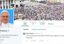 Papa Franjo: “Želim svima predivno Svjetsko prvenstvo”