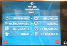 Sarajevo dočekuje Zrinjski, Željezničar gost Tuzla Cityju u četvrtfinalu Kupa BiH