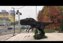 Dinosaurus od ćumura ispred Historijskog muzeja