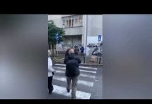 Policajac tijelom štitio mural Ratka Mladića u Beogradu